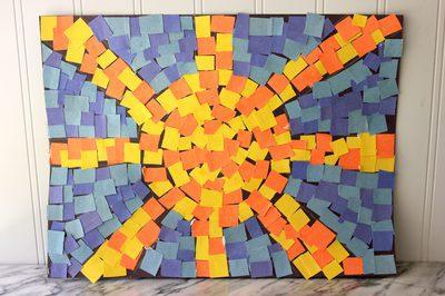 mozaik, Ustvarjanje: sonce iz papirnatega mozaika