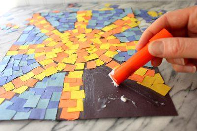 mozaik, Ustvarjanje: sonce iz papirnatega mozaika