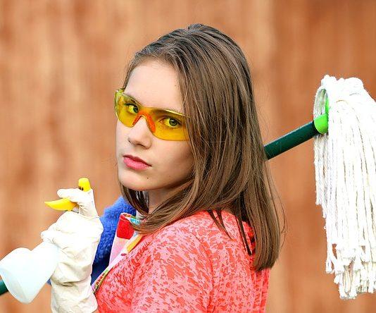 Girl Glasses Mop Cleaning Clean  - klimkin / Pixabay
