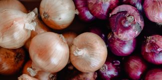 red and white onion bulbs