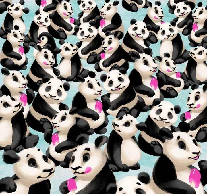 Optična iluzija: Ali lahko v 7 sekundah na sliki opazite pingvina, skritega med pandami?