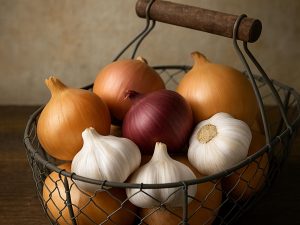 Kako pravilno shranjevati čebulo in česen, da zdržita več mesecev in ne zgnijeta