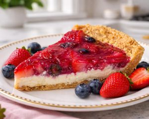 Spomladanska jagodna pita brez peke, ki vedno izgine s krožnika