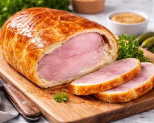 Sočna šunka v listnatem testu, ki je izjemno hitro pripravljena in vsakomur uspe