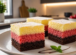 Sočno troslojno pecivo z rumom in marmelado sočno-troslojno-pecivo